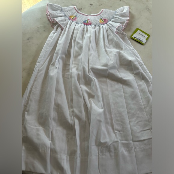COPY - Velani Classics White Smocked Dress Sailboats Size 6 - Picture 1 of 4